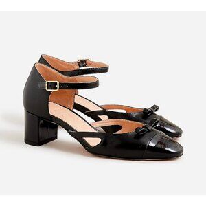 J.Crew $268 Millie Ankle Strap Cutout Heels in Leather Size 9 BT873 black
